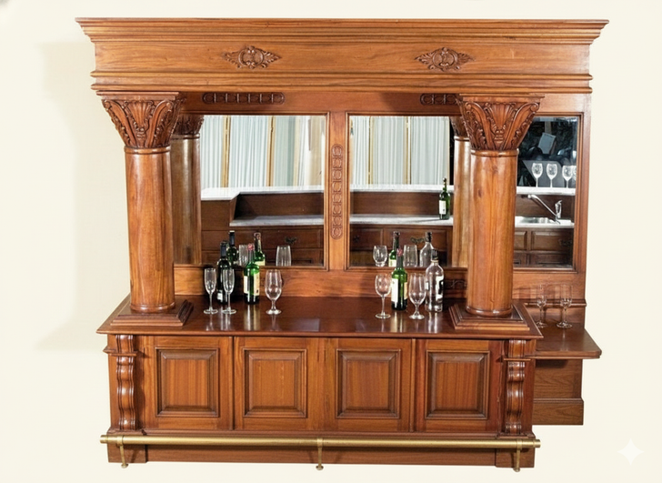 16ft Light Carved Marble Top Pub Bar Set