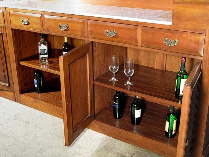 16ft Light Carved Mahogany Marble Top Pub Bar