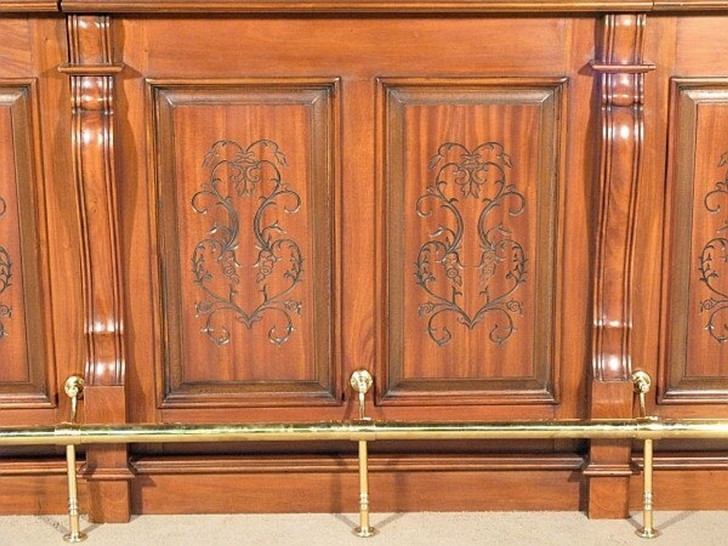 16ft Light Carved Mahogany Marble Top Pub Bar