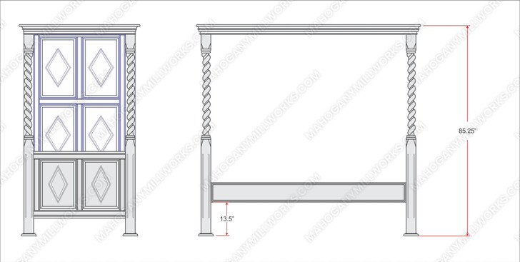Custom Mahogany Black Distressed XL Twin Canopy Four Post Bed