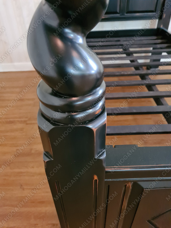 Black Distressed XL Twin Canopy Four Post Bed