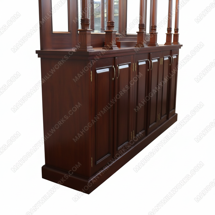 9ft Mahogany Pub Bar Set w/ Brass Hand & Foot Rails