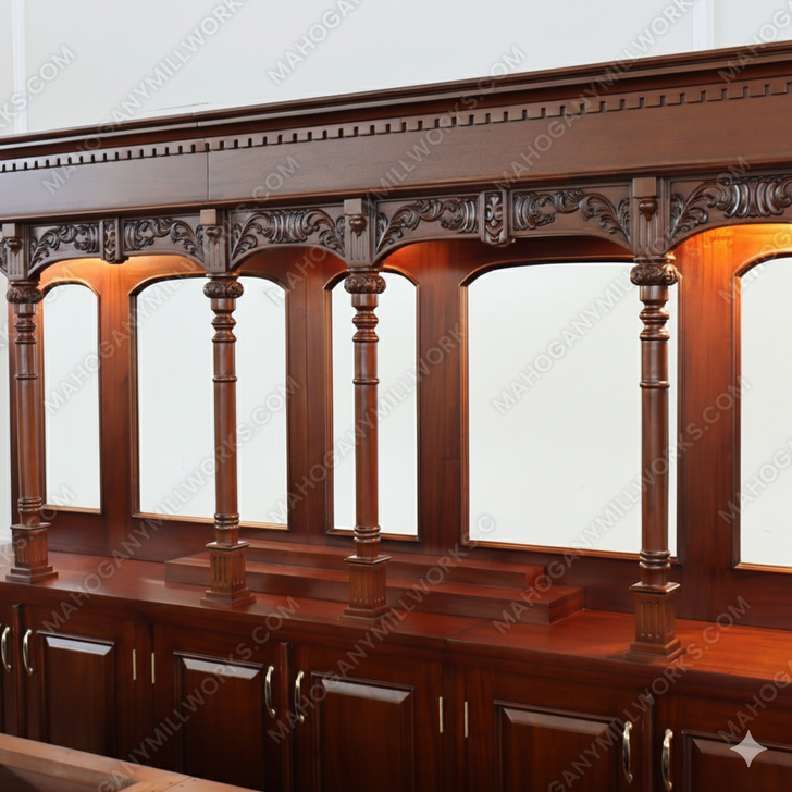 9ft Mahogany Pub Bar Set w/ Brass Hand & Foot Rails