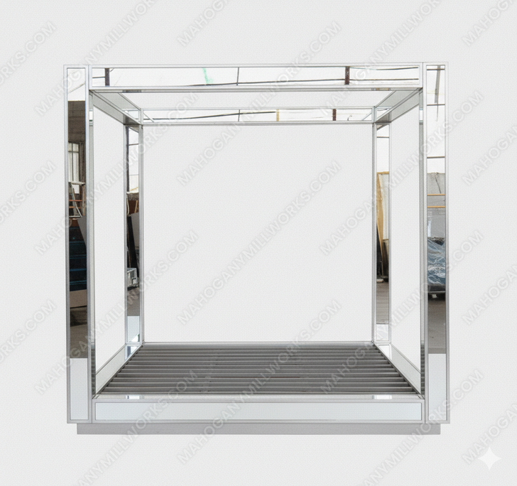 Mirrored Four Poster Canopy Bed