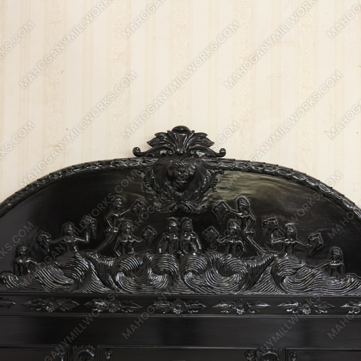 Black Gothic Heavily Ornate Bed w/ Customized Carvings