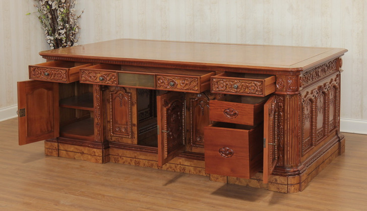 7ft Resolute Desk w/ Burl Wood Inlay Top