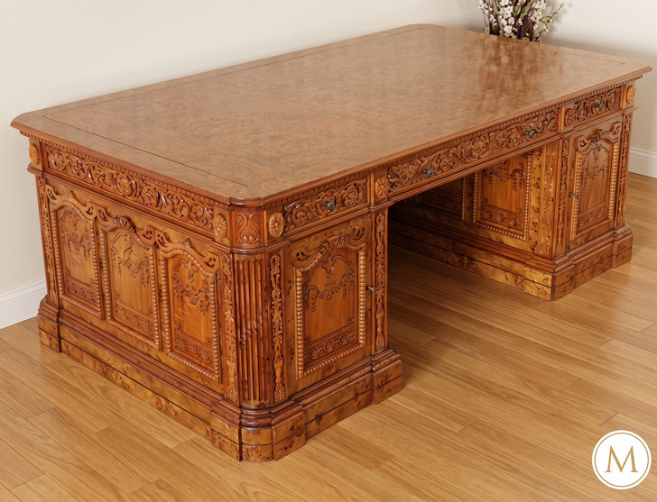 7ft Resolute Desk w/ Burl Wood Inlay Top