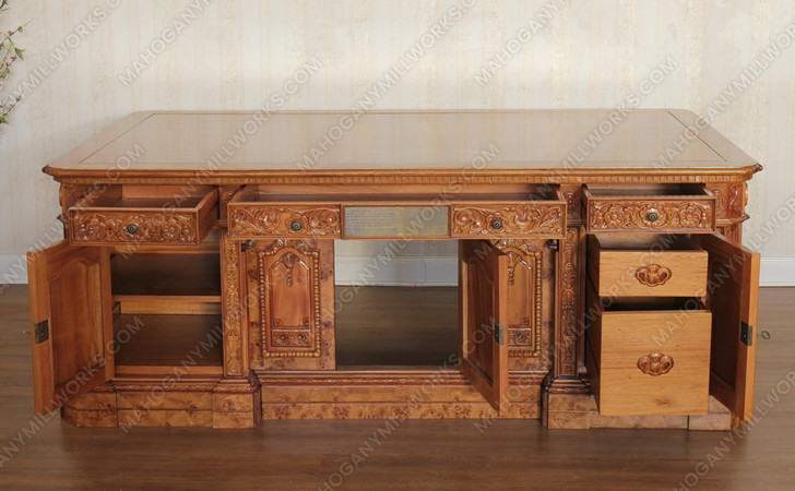 7ft Resolute Desk w/ Burl Wood Inlay Top