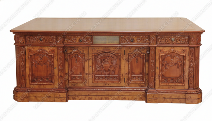 7ft Presidential Resolute Desk w/ Burl Inlay Wood Top