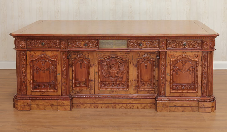 7ft Presidential Resolute Desk w/ Burl Inlay Wood Top ~