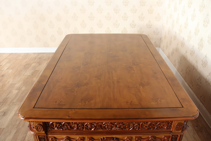 7ft Presidential Resolute Desk w/ Burl Inlay Wood Top ~