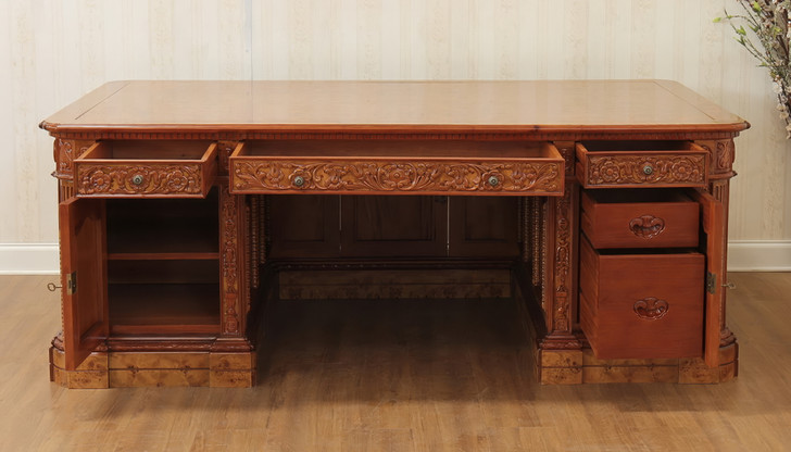 7ft Presidential Resolute Desk w/ Burl Inlay Wood Top ~