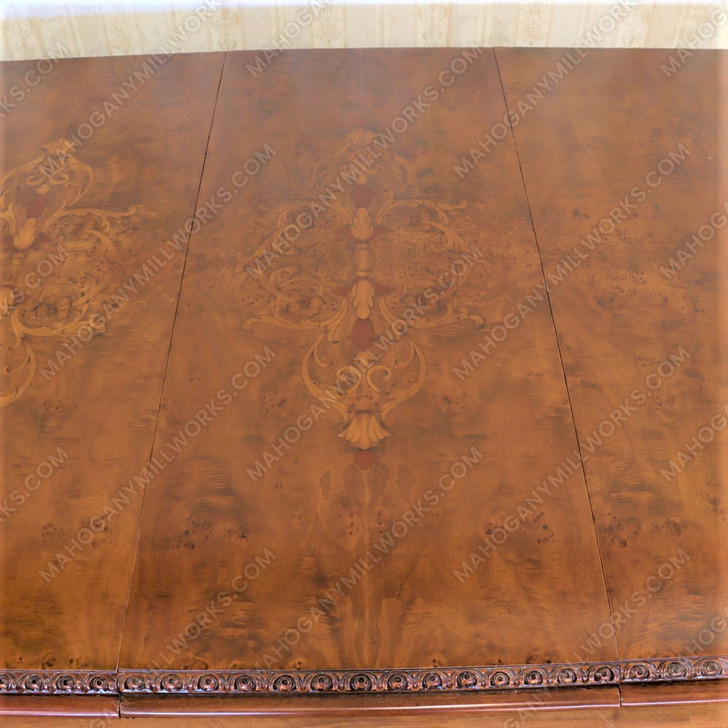 12ft Victorian Gothic Pedestal Dining or Conference Table w/ Marquetry Inlay