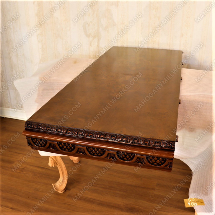 12ft Victorian Gothic Pedestal Dining or Conference Table w/ Marquetry Inlay