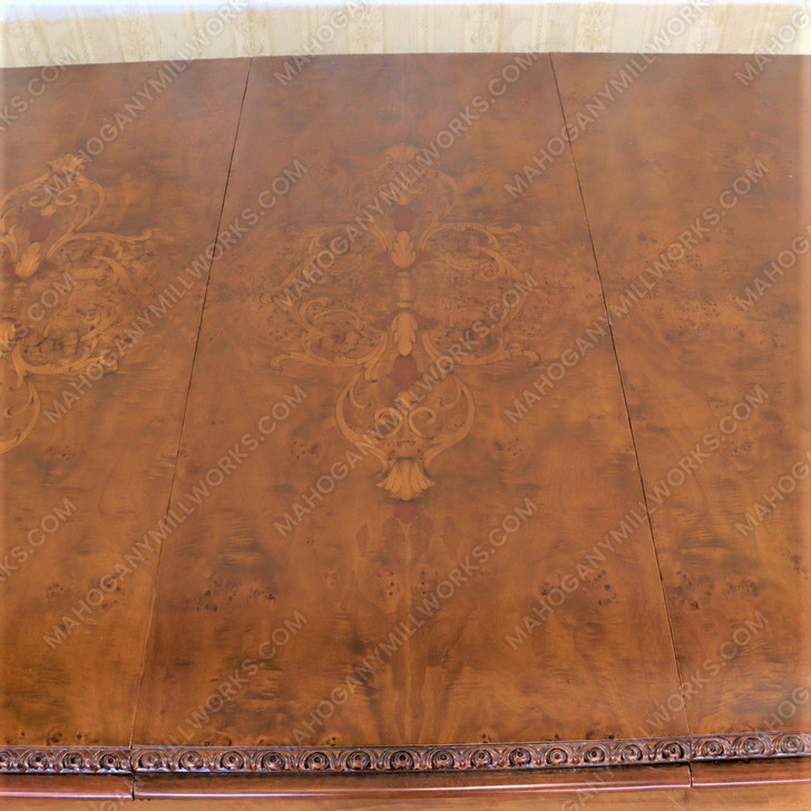 12ft Victorian Gothic Pedestal Dining or Conference Table w/ Marquetry Inlay