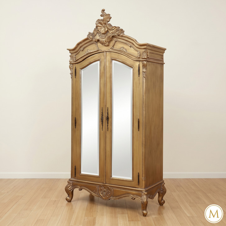 Light Natural Finish 2 Door French Armoire Wardrobe