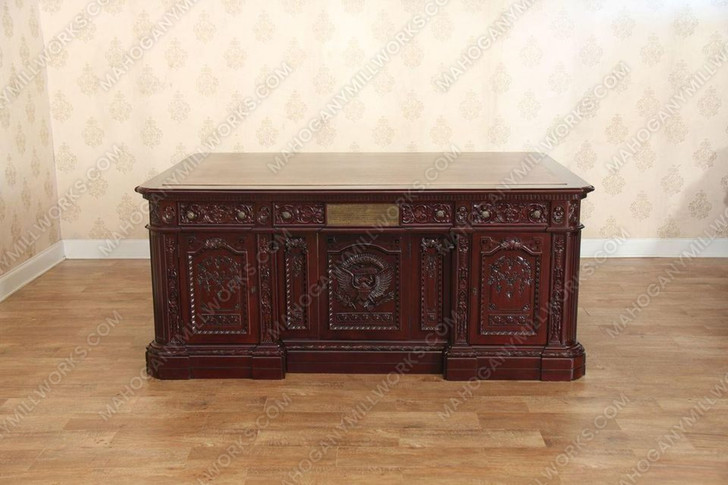 6ft Dark Mahogany Presidential Resolute Desk w/ genuine leather top