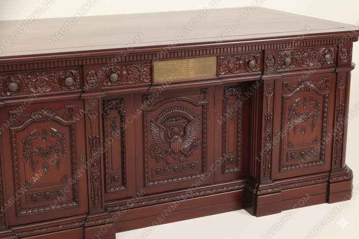 6ft Dark Mahogany Presidential Resolute Desk w/ genuine leather top