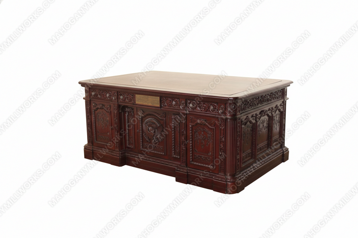 6ft Dark Mahogany Presidential Resolute Desk w/ genuine leather top