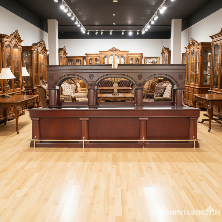 Custom 16ft Mahogany Complete Brunswick Saloon Bar Set w/ Brass Foot Rails