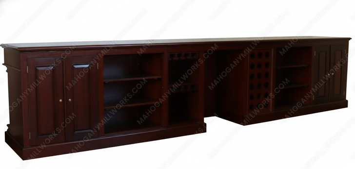 Custom 16ft Mahogany Complete Brunswick Saloon Bar Set w/ Brass Foot Rails