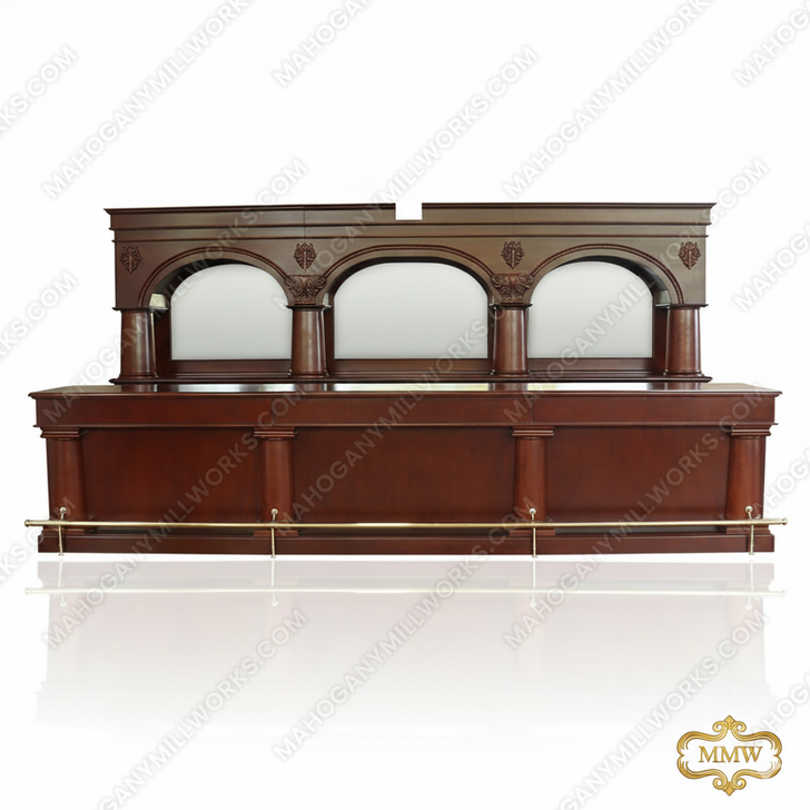 Custom 16ft Mahogany Complete Brunswick Saloon Bar Set w/ Brass Foot Rails