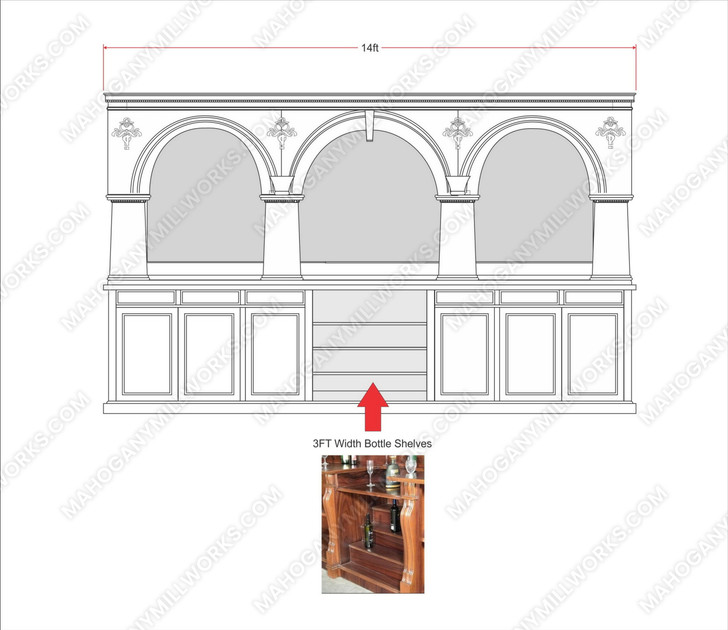 14ft Mahogany Brunswick Pub Bar w/ 10.5ft High Back Bar