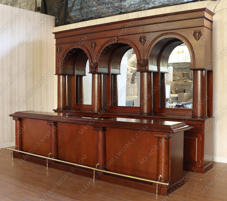 14ft Mahogany Brunswick Pub Bar w/ 10.5ft High Back Bar