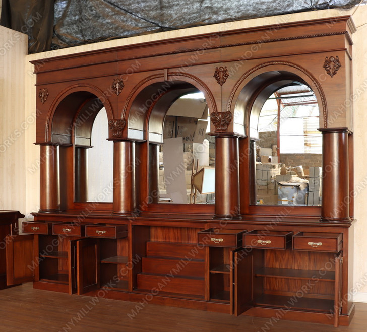 14ft Mahogany Brunswick Pub Bar w/ 10.5ft High Back Bar