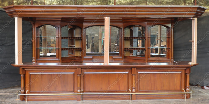 16.5ft Mahogany Complete Pub Bar Set w/ Canopy
