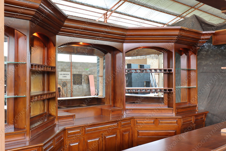 16.5ft Mahogany Complete Pub Bar Set w/ Canopy