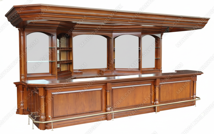 16.5ft Mahogany Complete Pub Bar Set w/ Canopy