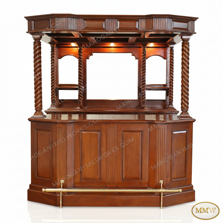 6.5ft Canopy Pub Bar w/ Barley Twist Columns