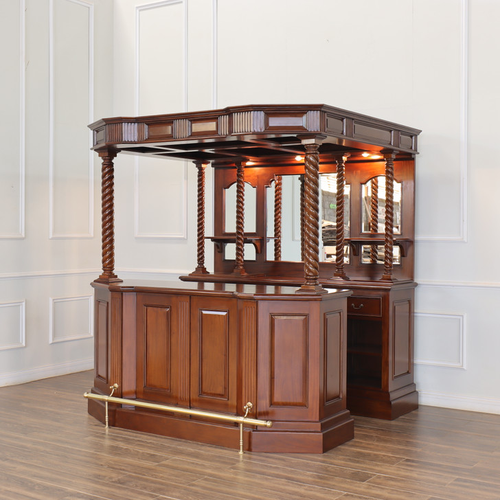 6.5ft Canopy Pub Bar w/ Barley Twist Columns