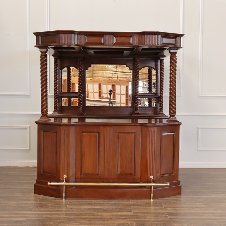 6.5ft Canopy Pub Bar w/ Barley Twist Columns