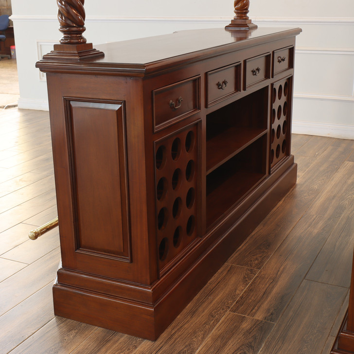 6.5ft Canopy Pub Bar w/ Barley Twist Columns