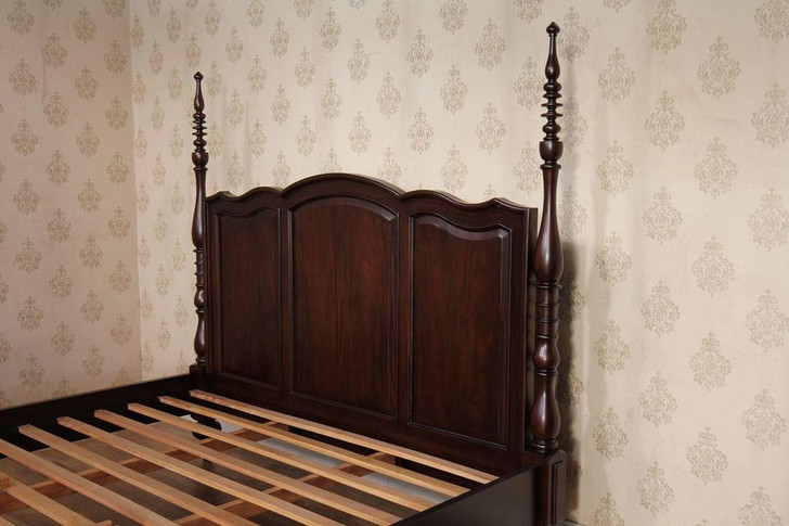 Custom Tobacco Doff Finish Low Profile Queen Panel Bed