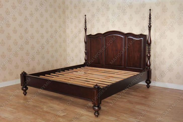 Custom Tobacco Doff Finish Low Profile Queen Panel Bed