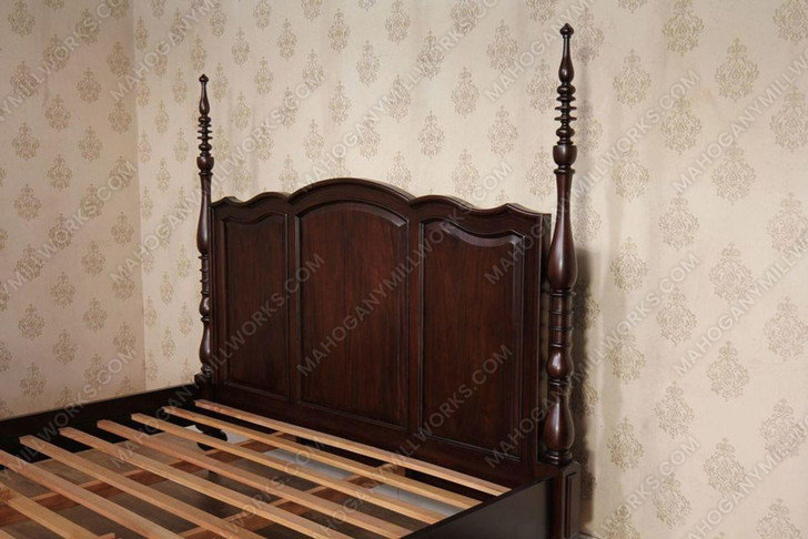 Custom Tobacco Doff Finish Low Profile Queen Panel Bed