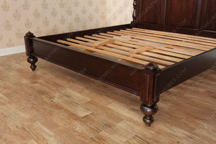 Custom Tobacco Doff Finish Low Profile Queen Panel Bed