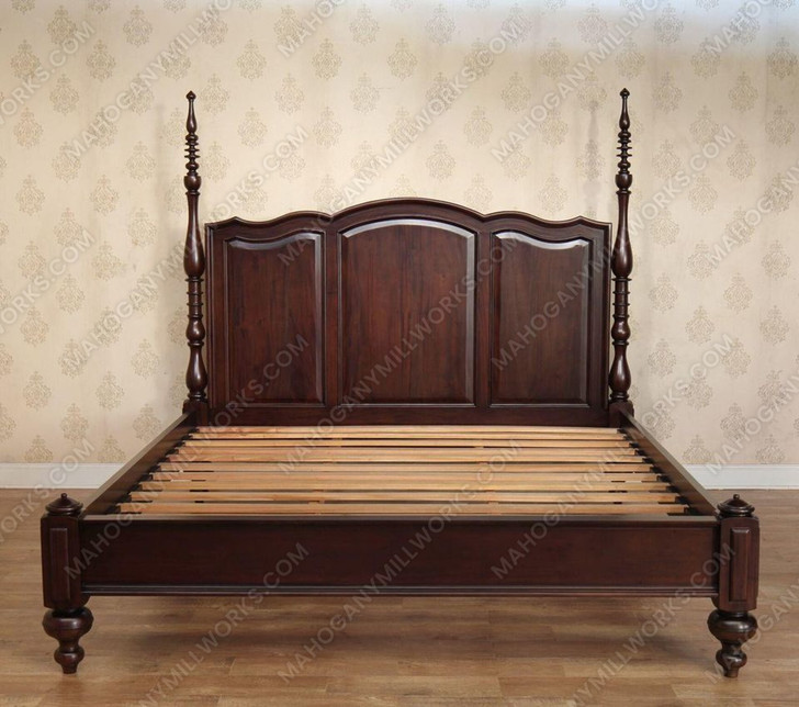 Custom Tobacco Doff Finish Low Profile Queen Panel Bed