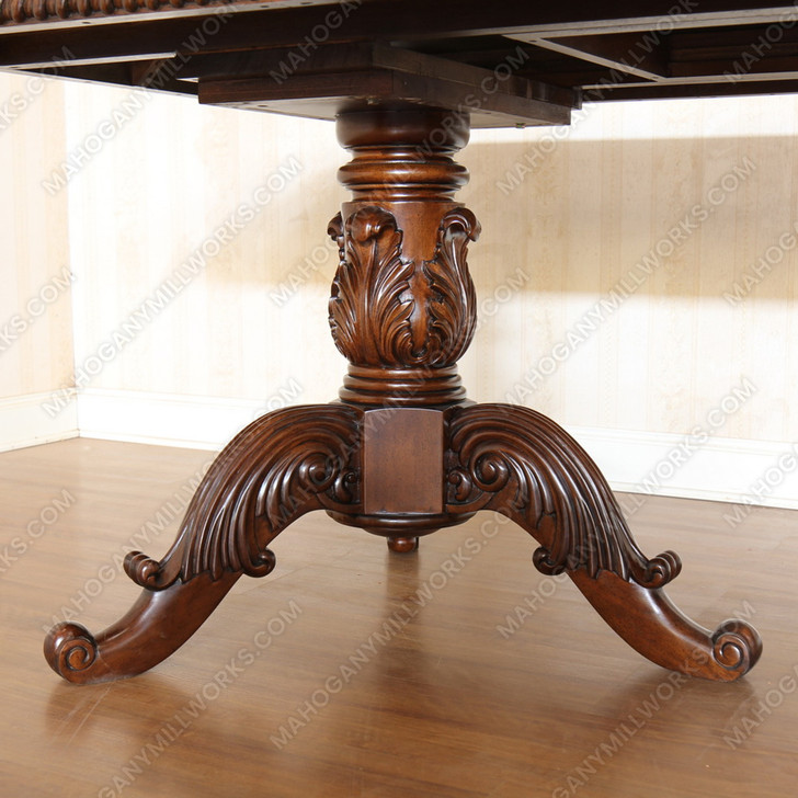 Custom 11ft Mahogany French Louis Pedestal Dining or Conference Table w/2 Leaf Extensions