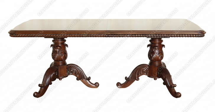 Custom 11ft Mahogany French Louis Pedestal Dining or Conference Table w/2 Leaf Extensions
