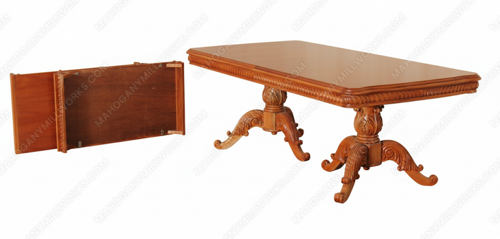 Custom 11ft Mahogany French Louis Pedestal Dining or Conference Table w/2 Leaf Extensions