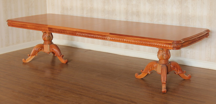 Custom 11ft Mahogany French Louis Pedestal Dining or Conference Table w/2 Leaf Extensions