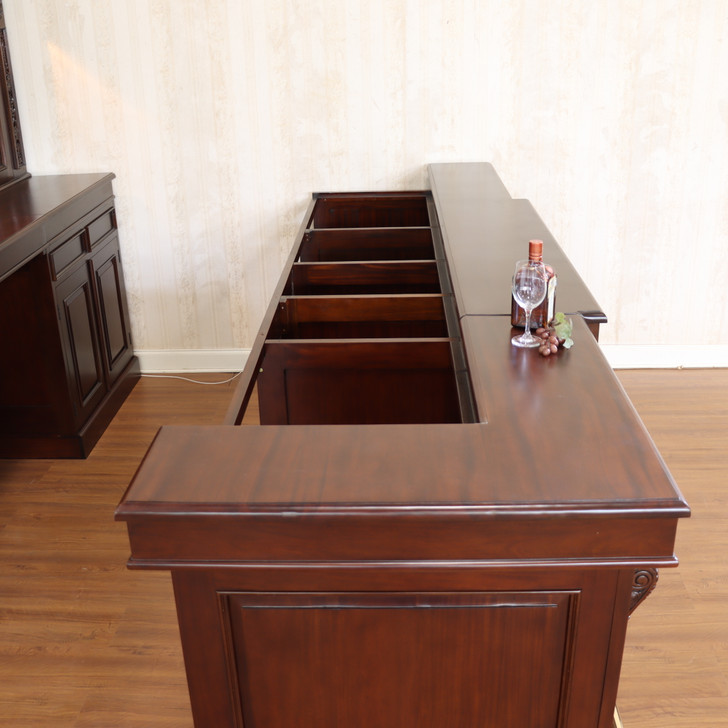 10ft Custom Mahogany Carved Victorian Gothic Pub Bar