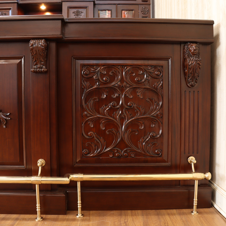 10ft Custom Mahogany Carved Victorian Gothic Pub Bar