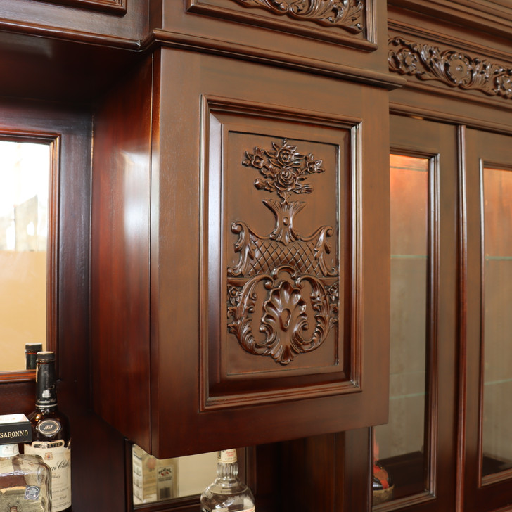 10ft Custom Mahogany Carved Victorian Gothic Pub Bar