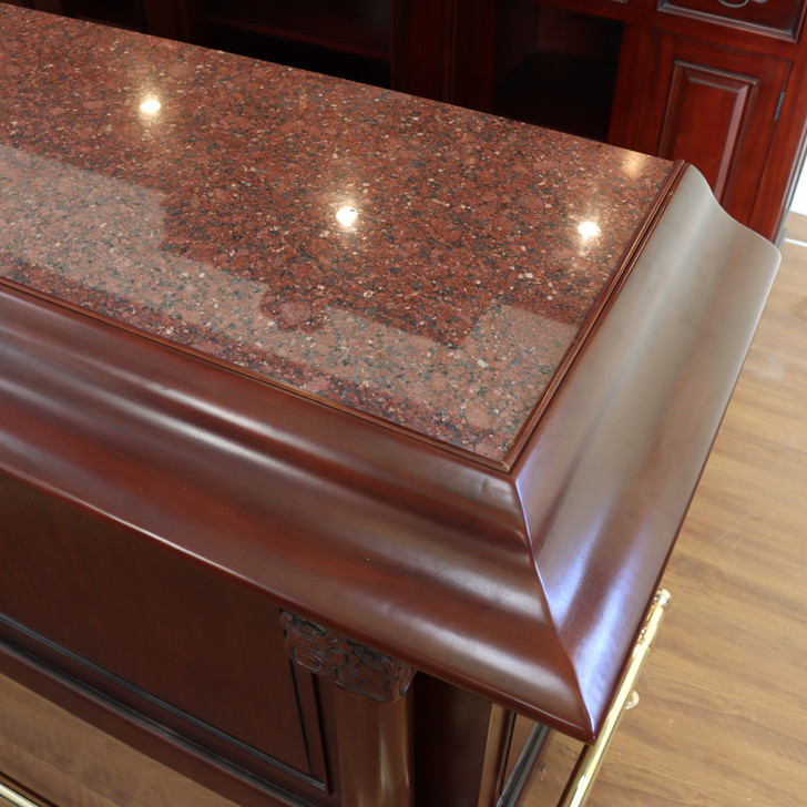 9ft Custom Mahogany English Tavern Pub Bar w/ Granite Countertop