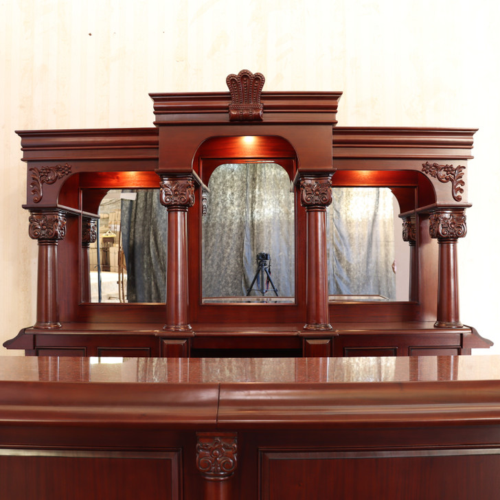 9ft Custom Mahogany English Tavern Pub Bar w/ Granite Countertop